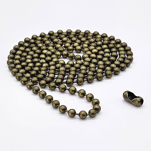 UK Blinds Premium 4.5mm Ball (Size 10) Metal Bead Chain Cord For Roller, Roman, Day & Night, Vision, Mirage Blinds - Unique Colours + FREE Matching Connector! (Antique Bronze, 60cm (120cm loop))