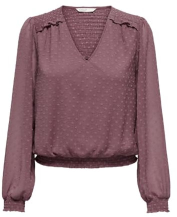 ONLY Onlelmira Life New Dobby L/S Top Wvn Camicetta da Donna, Marrone Rosa, S