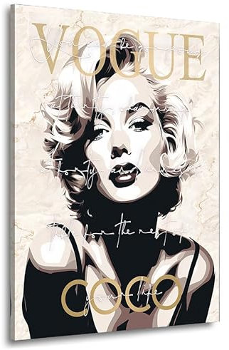Kunstgestalten24 | Marilyn Monroe Coco Lifestyle Leinwand-Bild | Leinwandbild mit Echtholz-Keilrahmen | Wandbild Gemälde Kunst Art | Hochwertige Kunstdrucke | XXL Bilder auf Leinwand | 30x40x2cm