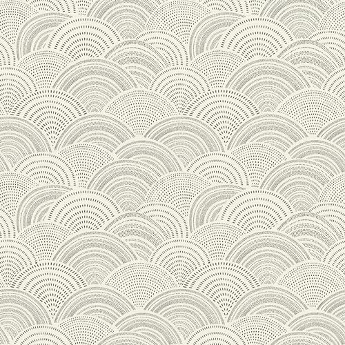 Rasch Tapete 581416 - Weiße Vliestapete mit grafischem Motiv mit schwarzen Punkten, Strichen und Bögen - 10,05m x 0,53m