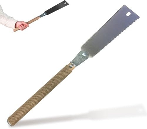FISHTEC - Ryoba Ziehsäge – japanische Handsäge – Umgekehrte und progressive Verzahnung – Griff aus Holz und Hanf – lange flexible Wellenschliff – Handwerkswerkzeug