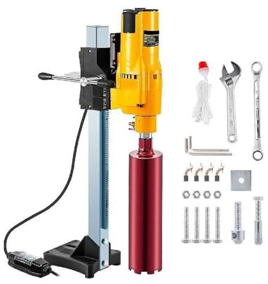 ZYJIX 205mm Diamond Core Drill Rig 3980W Wet Dry - Top Handheld Concrete Drilling Kit For Installing Pipes - Includes Bits, Spanner