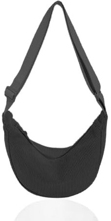 Ceihwa Sac Banane Femme Velours Côtelé Noir Crossbody Bag Sac Banane Femme Bandoulière Sac à Main Croissant avec Sangle Réglable Sac de Poitrine Loisirs Sac a Main Femme Bandoulieres pour Voyage