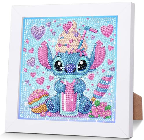 ZephyrHome 5D Diamond Painting Kinder mit rahmen, DIY stitch Diamond Painting Set,Malen Nach Zahlen Diamant Painting Mädchen Erwachsene,Bilder Arts Craft für Home Wand Decor Cartoon Mosaikherstellung