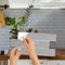 WALPLUS Grey Marble Kitchen Tile Stickers 15x30cm – Self-Adhesive, Removable Wall Décor for Kitchen & Bathroom, 12 Sheets