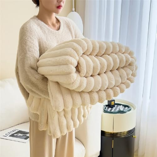 Luofanfei Kuscheldecke Wohndecke 200x220 Creme Beige Samt Decke Kuschelig Warme Flauschige Fleecedecke Bettüberwurf Couchdecke Tagesdecke Sofadecke Blanket Für Sofa Überwurf Bett Schlafzimmer Büro