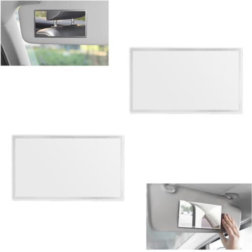 NAROSEBE 2 Specchietto Cosmetico Auto Specchietto Per Visiera Auto Specchio Di Trucco Automatico Della Visiera Del Sole HD Specchio Autoadesivo Portatile Dell'Acciaio Inossidabile Interno 11X6.5cm