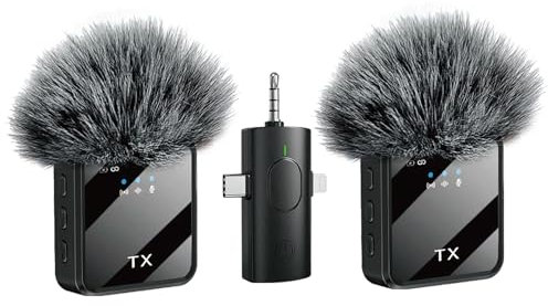 3 in 1 Wireless Microphone for iPhone Android Wireless Lavalier Microphone Noise Canceling Lapel Mic for Interview Video Podcast