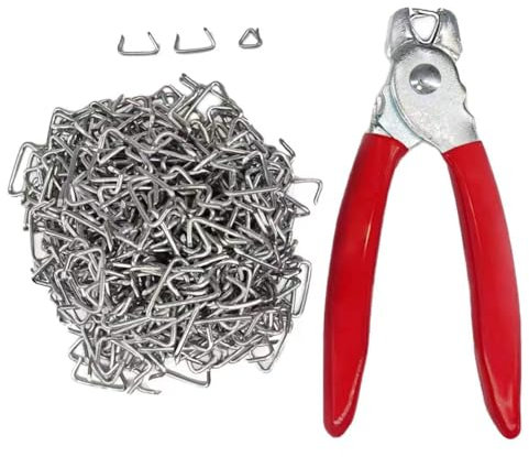 HARDK 500 Pcs Hog Rings with Straight Hog Ring Pliers KIT - Professional Upholstery Installation Kit for Animal Cages, Ropes, Bags, DIY Crafts, and Furniture Upholstery