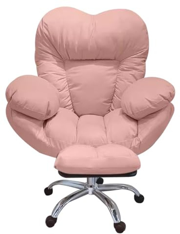Liegestuhl Lift Gaming Rückenlehne Faules Sofa Home Office Schreibtischstühle für Wohnzimmer, Gaming-Stühle Bequeme Büroschreibtischstühle Sessel Für Schlafzimmer (Farbe: Rosa mit Fußstütze)