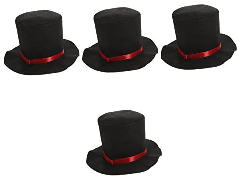 Holibanna 4 Stück Schneemann Mütze Weihnachtsdekoration Caroler Zylinder Schneemann Puppe Stoffkappe Weihnachtsbaum Mütze DIY Schneemann Dekoration Hut Für Kleinkinder DIY