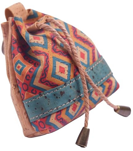 Inka-Münztasche Verona aus Leder, Blau mit Muster, Kompakt