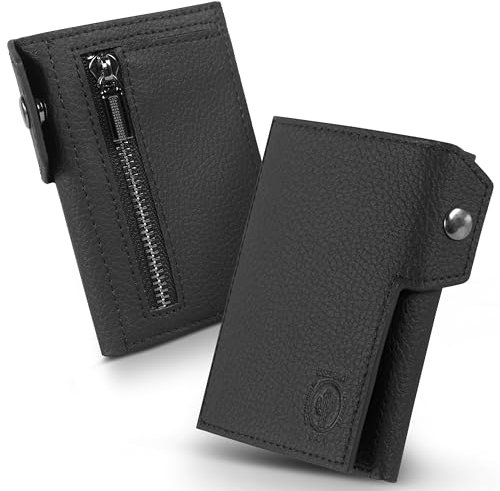 DesertSkin Vegane Geldbörse–kompaktes Portemonnaie aus Kaktus-Leder–RFID-Schutz–Premium-Qualität– nachhaltig produziert–12 Kartenfächer–großes Scheinfach–pflegeleicht–schwarz