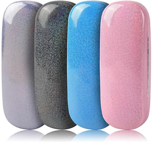 JANYUN Brillenetui Hardcase, 4 Stück Brillenetui Glänzendes Gitter Tragbare Brillen Etui Hartschalen für Damen und Männer