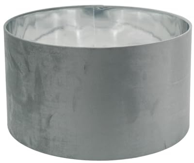 ValueLights | Reni Large Pendant Shade Grey Velvet & Chrome Inner with Warm White Bulb | Shades, Home Décor & Improvement Essential | Light Bulb Included | 450mm Shade Width
