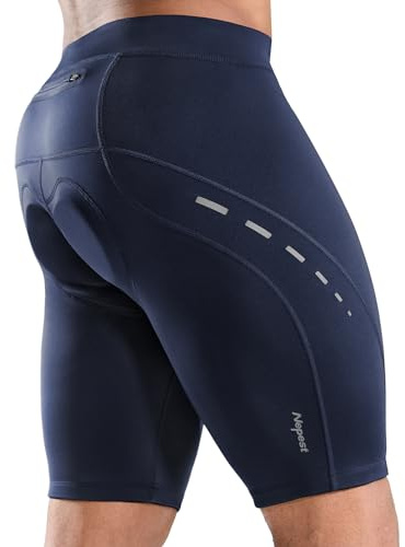 Nepest Fahrradhose Herren Gepolstert, Reflektierend Radlerhose | Radhose Herren Kurz, 4D Stoßdämpfung Polster, Elastischer Bund, Anti-Rutsch-Beinhalter, Cycling Shorts for Men, Rennradhose