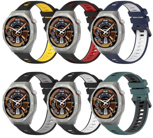 aceyoon 6 Pack Bracelets pour Huawei GT5 Pro/GT5/GT4 46mm, Sport Bracelet de Remplacement 22mm en Silicone Compatible avec Samsung Galaxy Watch 3 45mm/Watch 46mm, pour Amazfit GTR4/GTR3
