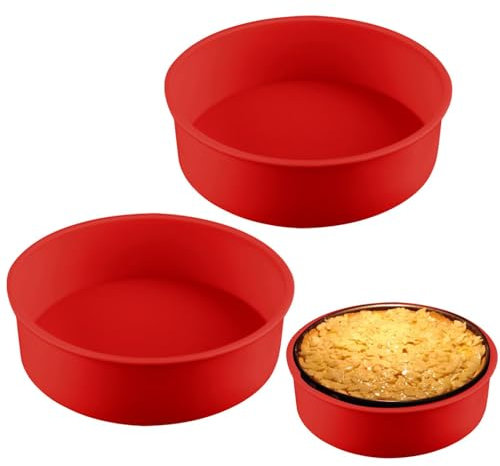 Loyanger Käsekuchen-Pfannenschutz, Silikon-Kuchenform, runde Springform, Antihaft-Käsekuchen-Wasserbad-Pfannen, verhindert, dass Wasser in die Springform gelangt (15,2 cm, Farbe: Rot)