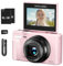 Cámara digital 4K para fotografía, cámara de vlogging de 64 MP para YouTube con pantalla abatible de 3 pulgadas y 180°, cámara digital de zoom de 18X y cámara de disparo con tarjeta micro SD de 32 GB