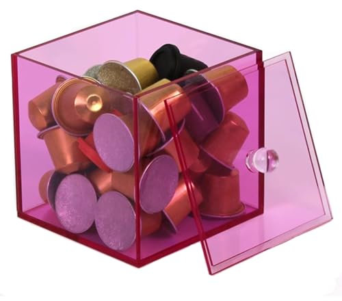 CEHJZQRPL Contenitore for Capsule di caffè, Contenitore for Capsule di caffè con Coperchio, portafiltro for Capsule di caffè in Acrilico(Rose Red,11cm)