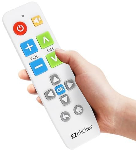 EZclicker Telecomando universale Big Button per tutti i televisori LG semplificato e facile da usare (2 batterie AAA non incluse) (bianco)