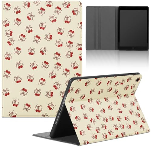 Stradvnaly Tablet Coque pour Amazon Fire HD 8 Tablet 10,1(2018, 2017, 2016, 8,/7,/6, Generation),Cuir PU en Silicone Niedlich Aesthetics Motif Housse avec Fonction de Support Cover,Nœud Rouge Cerise