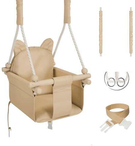 MAMOI® Altalena per bambini, altalena per bambini, in legno, altalena per bambini, altalena per telaio della porta, altalena per bambini a partire da 1 anno per la cameretta dei bambini