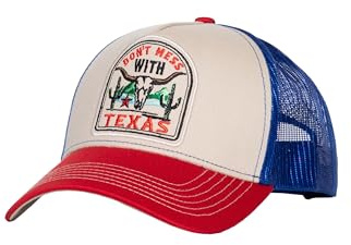 King Kerosin Herren Trucker Cap Mit Kaktus Statement – Snapback Im Desert Design Mit Stickerei, Mesh-Einsatz & Gebogenem Schirm – Retro Vintage Style Don't Mess with Texas