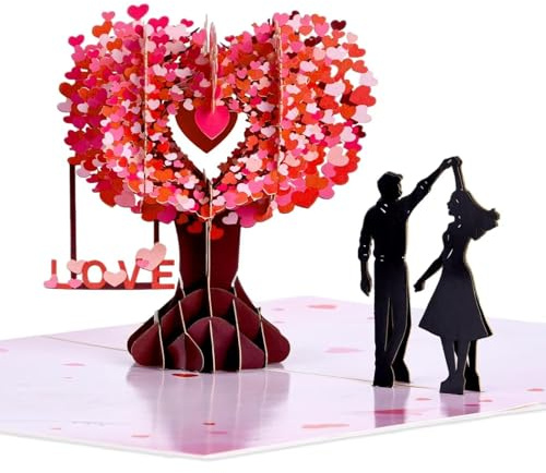 Teouuas Hochzeitskarte Pop Up, Hochzeitskarten 3D Liebesbaum, Pop Up Karte Hochzeit mit Grußkarte und Umschlag, für Valentinstag, Hochzeit, Hochzeitstag, Hochzeitsgeschenke für Brautpaar
