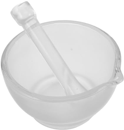 IMIKEYA Mortier et Pilon Verre Résistant Haute Température pour Laboratoire Outil Polyvalent de Broyage Mélange et Concassage