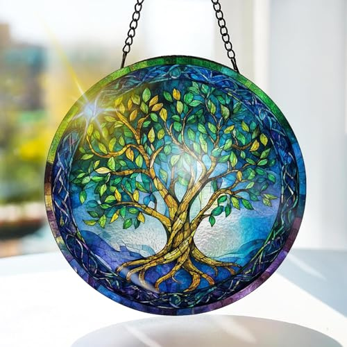 Bimkole Libelle Buntglas Sonnenfänger Fensterschmuck hängend - Blume Fensterdeko Hängend - für Garten, Fenster und Tür, Weihnachten, Handgefertigter Sonnenfänger Dekor 20x20 cm