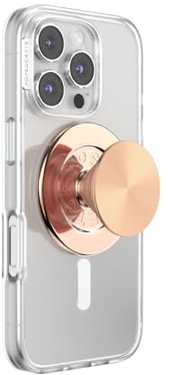 PopSockets MagSafe Phone Grip with Kickstand, Magnetic Stand, Interchangeable Top, Secure Grip for iPhone MagSafe Cases, Phone and Tablet Grip - Radial Rose Gold