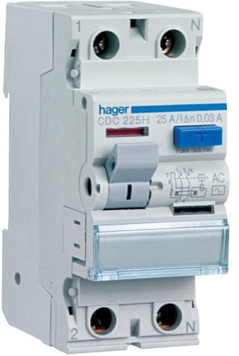 HAGER CCC216H-INTERRUPTOR DIFERENCIAL ACC. 2P 10 MA 16A 2M
