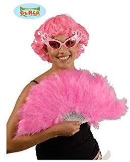 GUIRCA SL.- Ventaglio Rosa in Piume con Montatura in plastica, Colore, 10031127