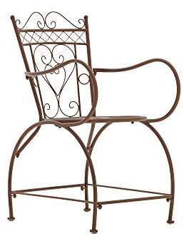 CLP Gartenstuhl Sheela im Landhausstil mit Metallgestell, bequemen Armlehnen, robust und wetterfest Design, Farbe:antik braun