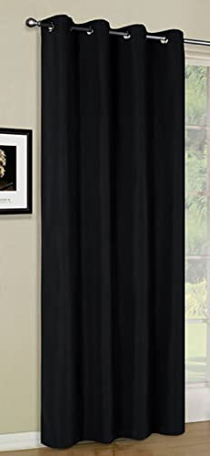 Vorhang Blickdicht Schal, Matte unifarbene Gardine mit Ösen. Material aus Microsatin Micofaser-Gewebe. HxB 225x140, Schwarz, 20405