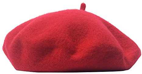 Hikong Damen Barett Mütze Frühling/Herbst/Winter Hut Mädchen Mütze Wollmütze Beanie Maler Kappe Prinzessinhut Fraumütze Baske Baskenmütze Beret Cap, Rot, Einheitsgröße