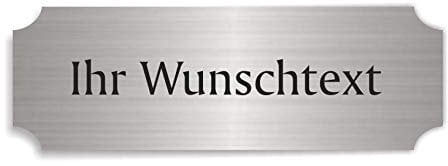 Dekolando Silberfarbenes Schild IHR WUNSCHTEXT - ca. 15 x 5 cm - selbstklebend wetterfest personalisiert