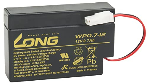 LONG PBLO-12V000,7 12V 0.7Ah Lead Acid Battery AMP (WP0.7-12), 12 V