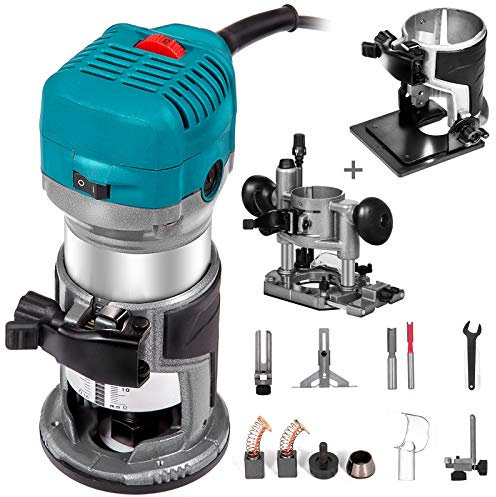 Mophorn Fresadora eléctrica 710 W 50 Hz Fresadoras Madera Enrutador Velocidad Variable de 30,000 RPM Fresadora de Madera Rebajadora Eléctrica Suave para Láminas de Plástico, Chapas de Madera