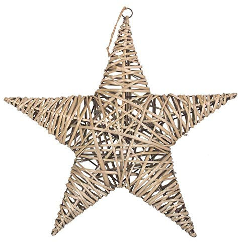 Red Hamper Large Antique Wash Woven Wicker Star, H8 x W50 x D50cm
