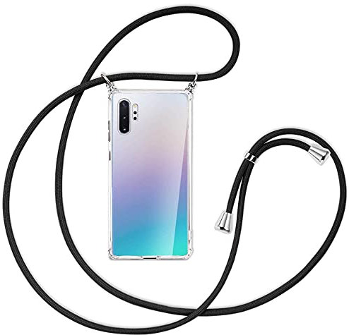 mtb more energy® Collar Smartphone para Samsung Galaxy Note 10 Plus, Note 10+ (SM-N975, 6.8'') - Negro - Adjunto Arriba - Funda Protectora ponible - Carcasa con Cuerda