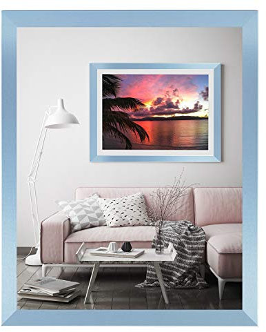 rahmengalerie24 Alice Cadre photo DIN A5 - Bleu - 15 x 21 cm - En bois et verre acrylique - Sans passe-partout - Cadre photo amovible pour photos ou images - En MDF - Sans image