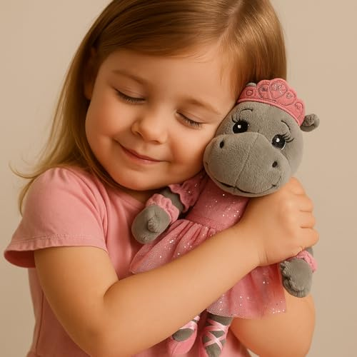 Sweety Toys 13425 Hippo Nilpferd Ballerina Plüschtier Prinzessin ca.26 cm mit Krone
