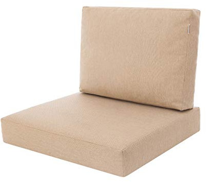 PillowPrim Kissen Set für Rattan/Korbsessel, Rückenlehne Sitz, Sitzkissen Outdoor Sitzpolster Gartenstuhl, Sitzauflage Rattan-Stuhl, 60x55x40 cm - Beige