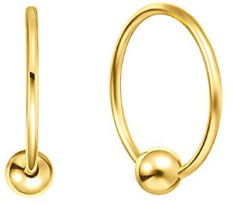 Creolen Ohrringe mit Anhänger aus Solide 18K 750 Gelb Gold kleine Huggies Ohrringe Valentinstag Geschenkschmuck für Damen Mädchen - Mädchen Durchmesser: 11 mm