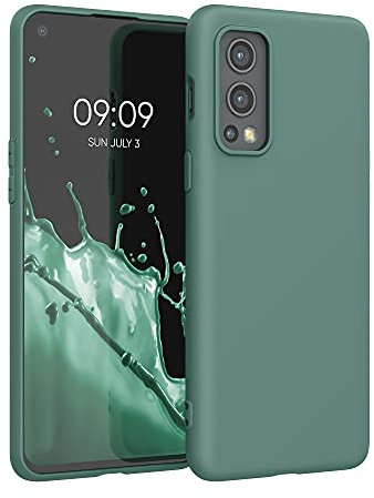 kwmobile Hülle kompatibel mit OnePlus Nord 2 5G Hülle - weiches TPU Silikon Case - Cover geeignet für kabelloses Laden - Tannengrün