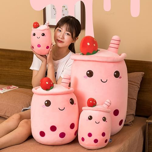 Bubble Tea Kuscheltier, 50cm Plushie Gefüllte Plüschpuppen Milchtee Softpuppe Kawaii Plüschkissen Teetasse Umarmungskissen Stofftier Plüsch Spielzeug für Kinder Erwachsene Geburtstagsgeschenk