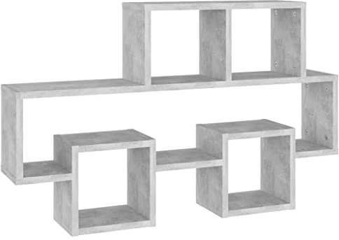 vidaXL Wandregal in Autoform Bücherregal Wandboard Schweberegal Hängeregal Dekoregal Freischwebend Regal Büroregal Betongrau 82x15x51cm Holzwerkstoff
