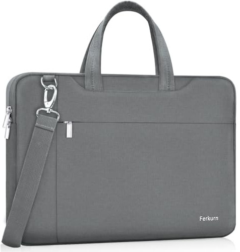 Ferkurn Laptop Bag Case for Women Men, Laptop Sleeve Computer Bag Briefcase with Shoulder Compatible with Macbook Pro/Air, HP Chromebook, XPS, ASUS, Acer, Samsung, Grey, 17 17.3 Inch